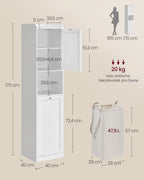 Bathroom cabinet - with laundry basket - 40 × 40 × 170 cm