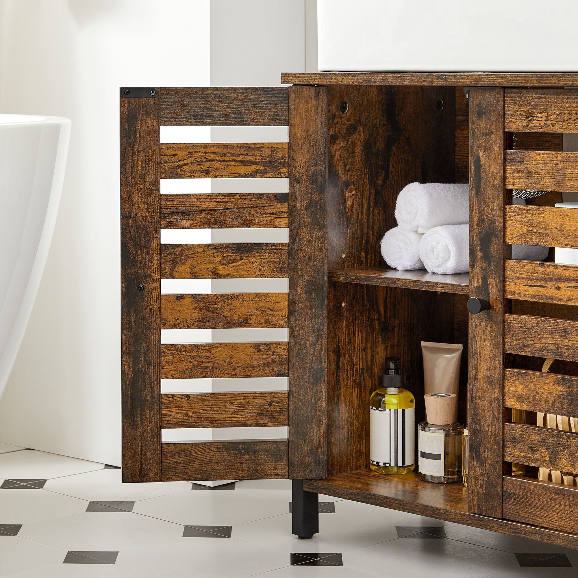 Washbasin cabinet-Vintage Brown-Zwart