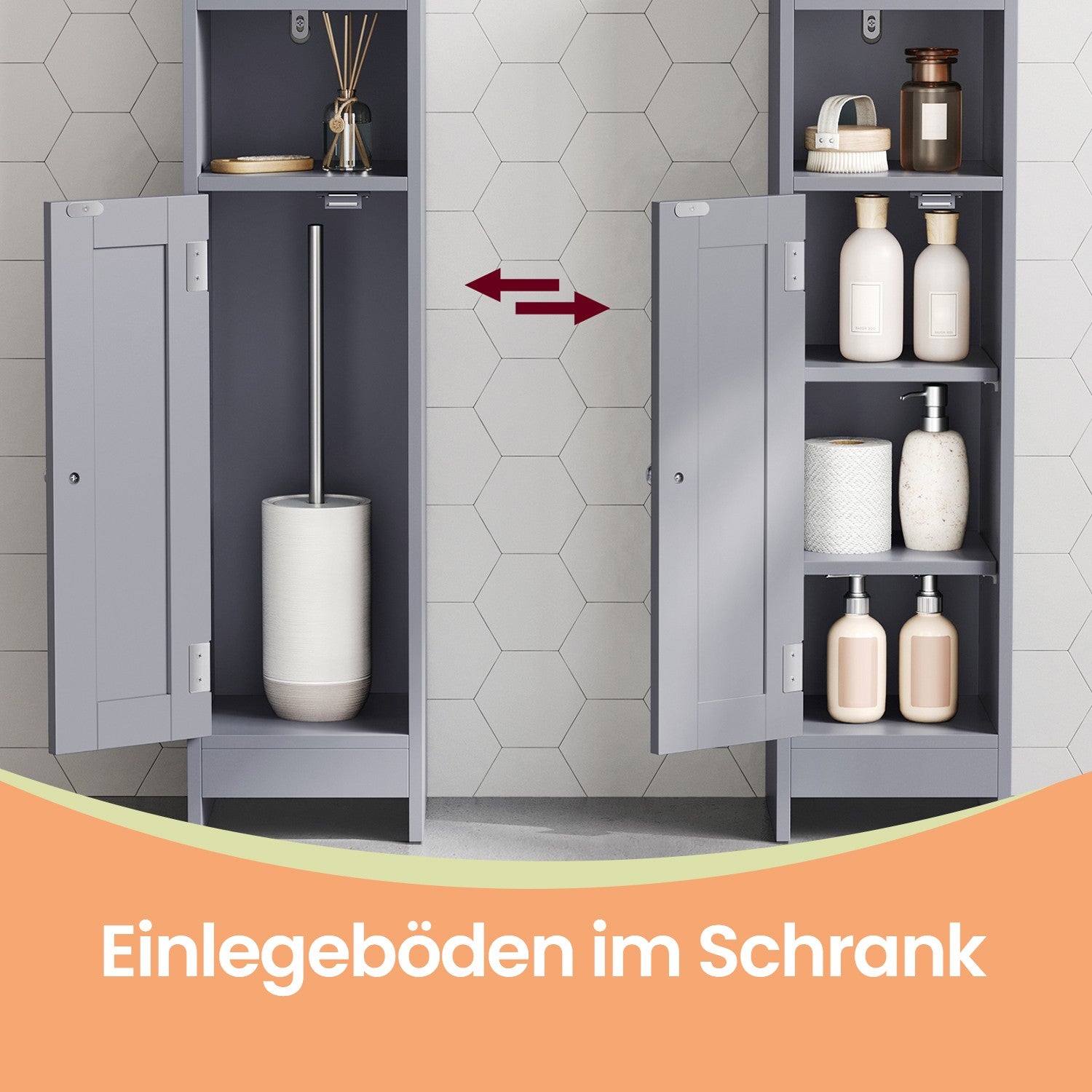 Bathroom cabinet - narrow standing cupboard, ideal for small bathrooms