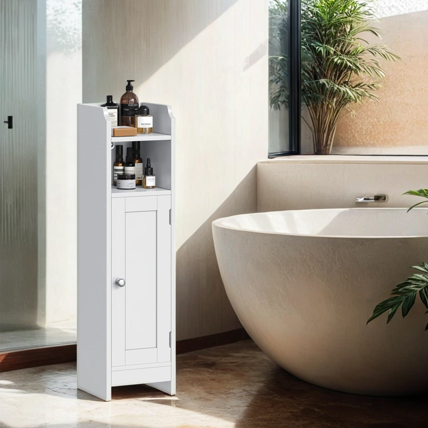 Bathroom cabinet - narrow standing cupboard, ideal for small bathrooms