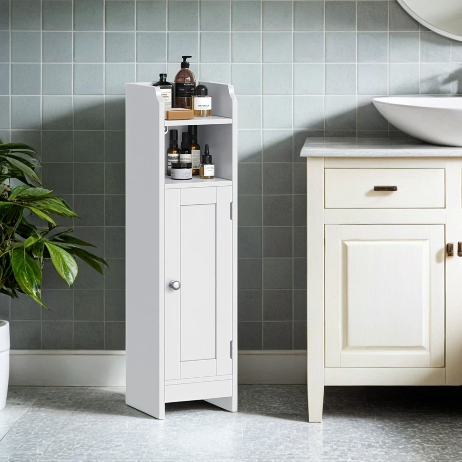 Bathroom cabinet - narrow standing cupboard, ideal for small bathrooms