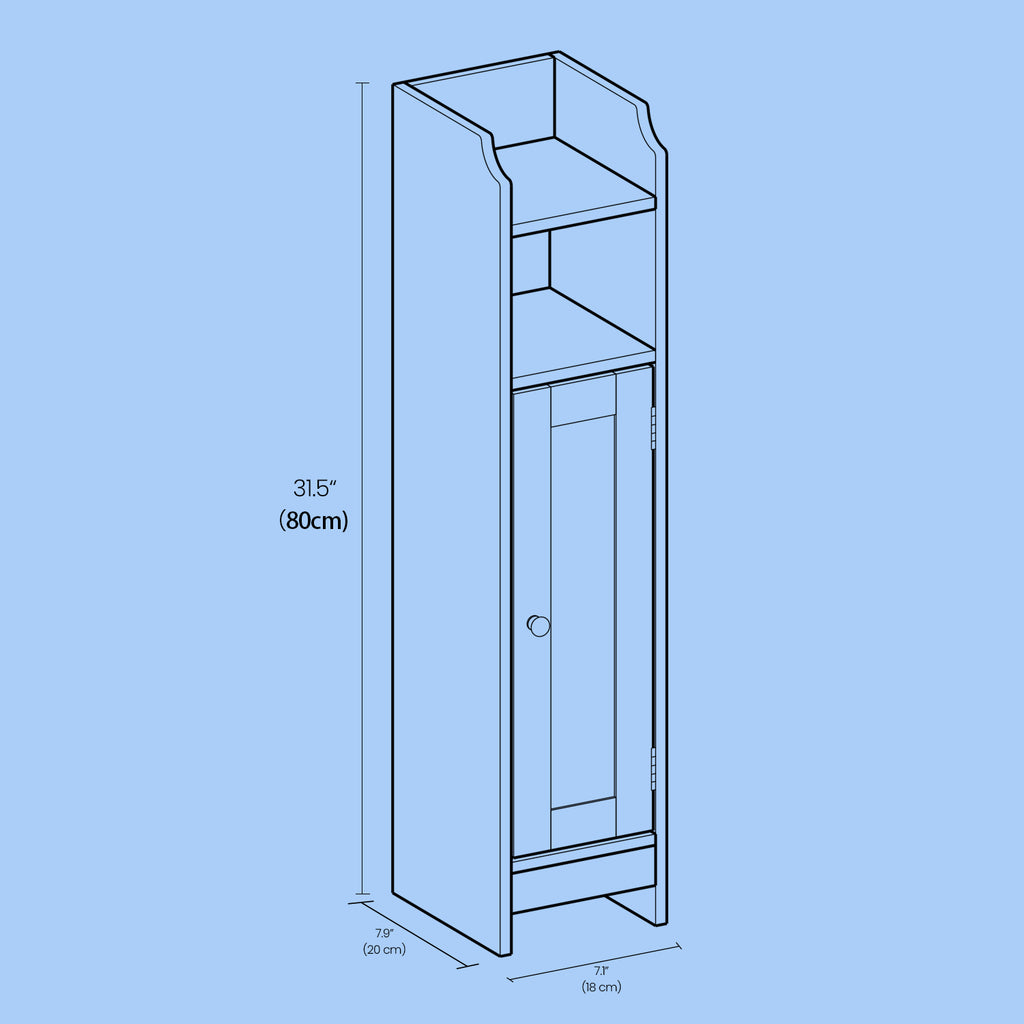 Bathroom cabinet - narrow standing cupboard, ideal for small bathrooms