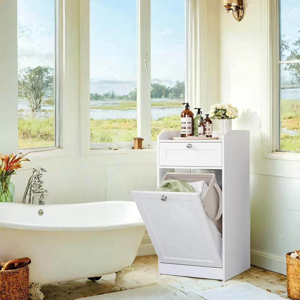 Bathroom cabinet - with laundry basket - 40 x 40 x 80.2 cm