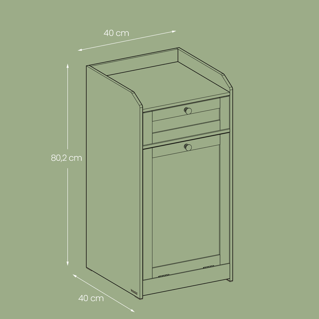 Bathroom cabinet - with laundry basket - 40 x 40 x 80.2 cm