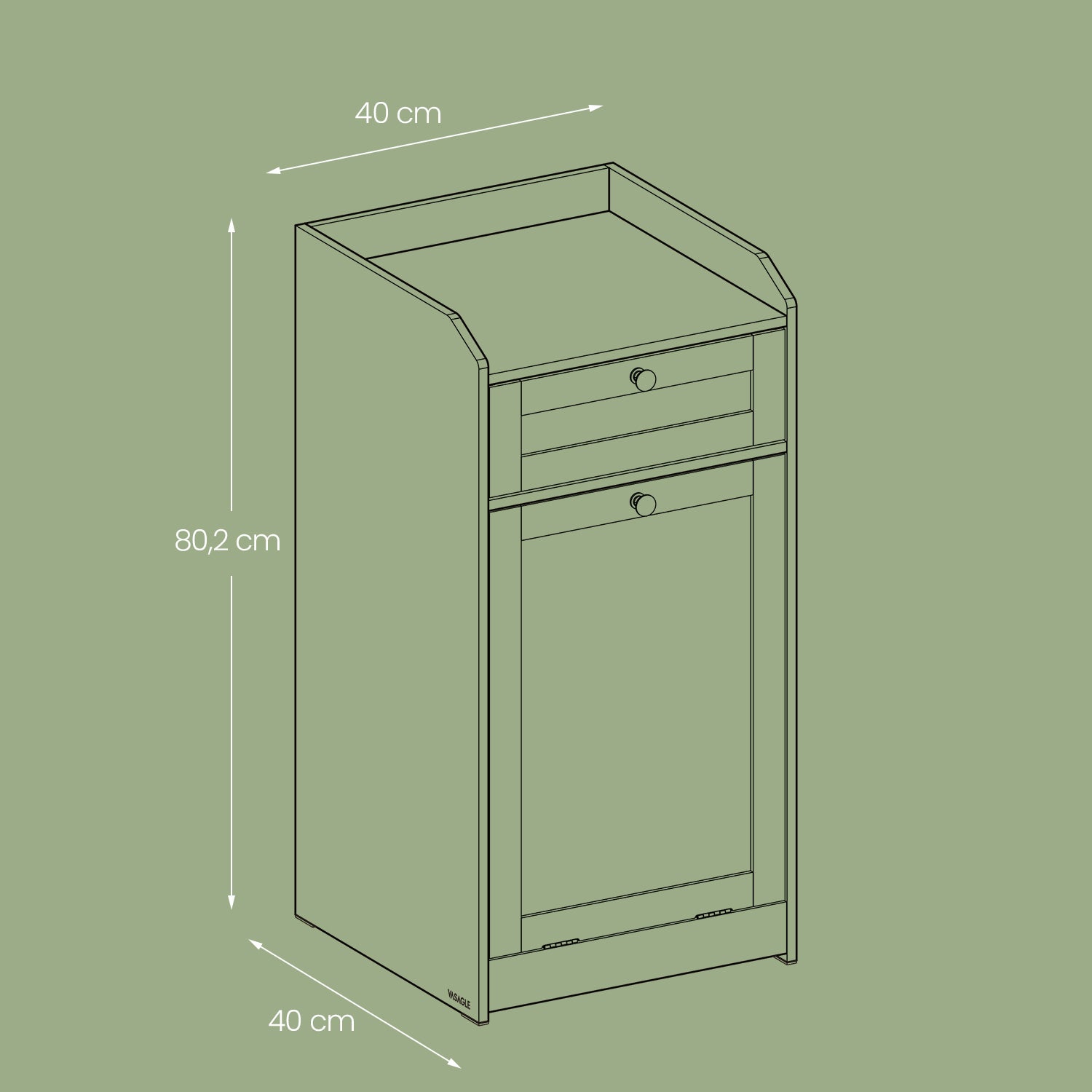 Bathroom cabinet - with laundry basket - 40 x 40 x 80.2 cm