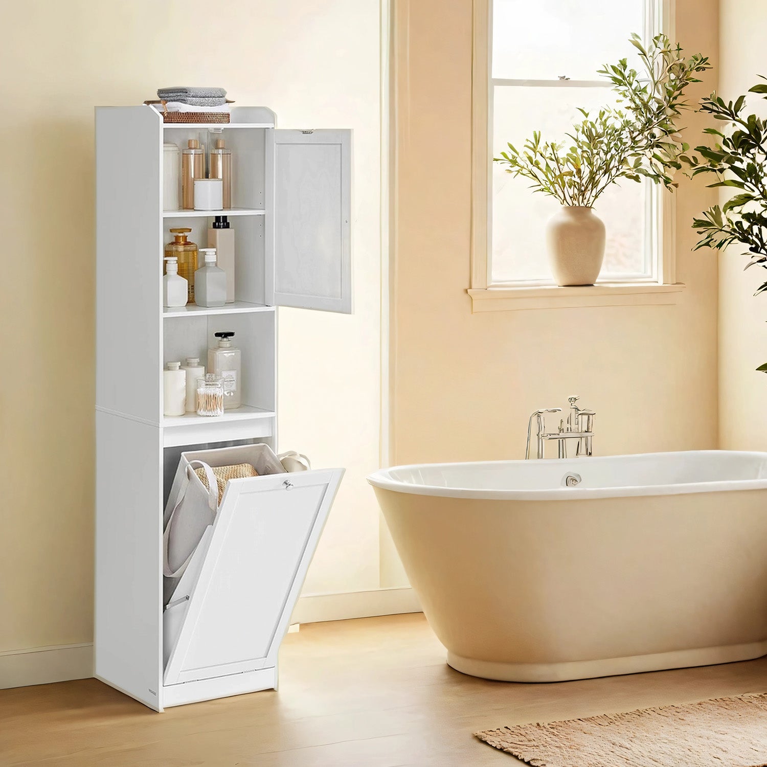 Bathroom cabinet - with laundry basket - 40 x 40 x 170 cm