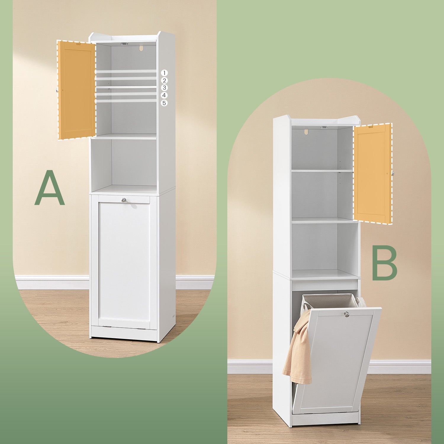 Bathroom cabinet - with laundry basket - 40 x 40 x 170 cm