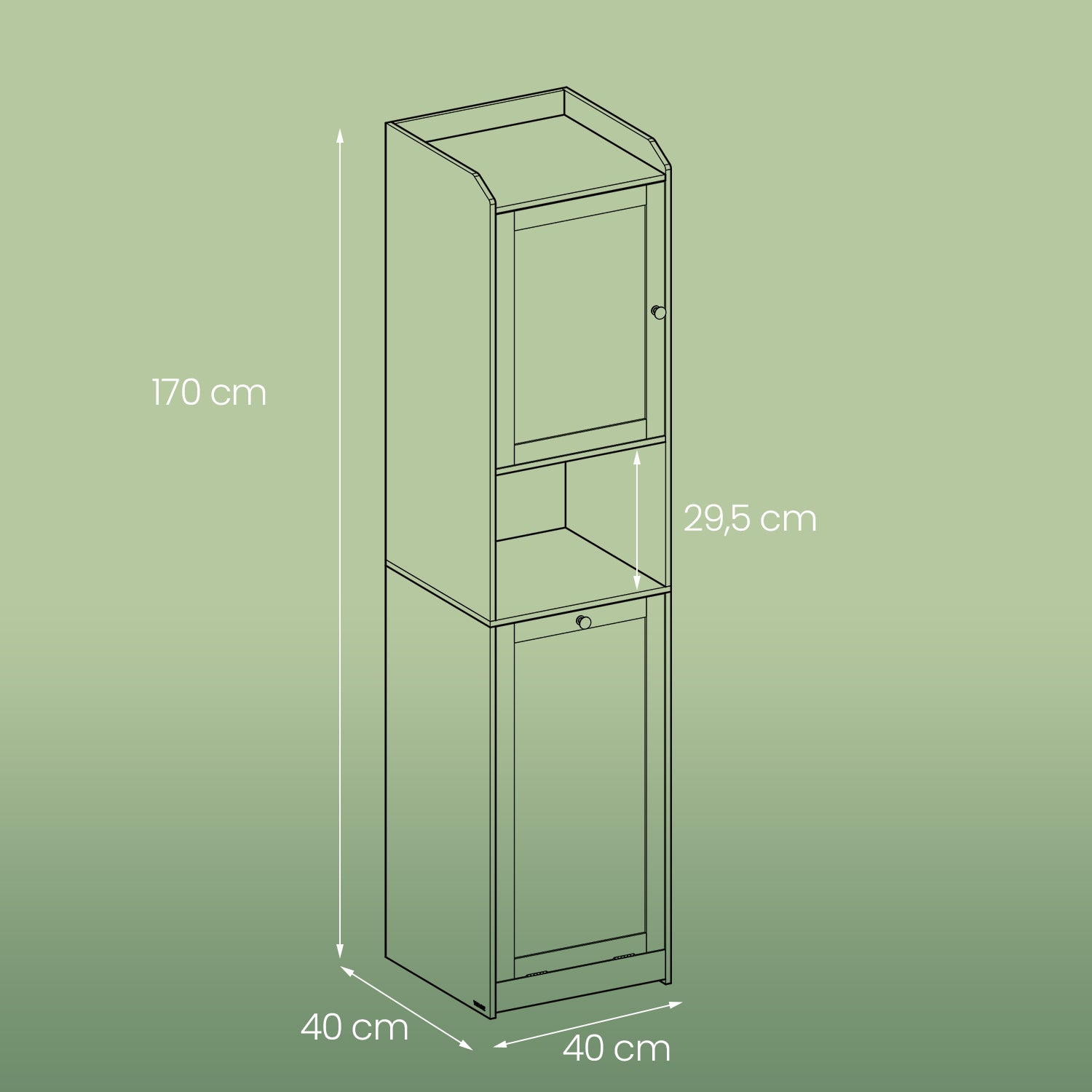 Bathroom cabinet - with laundry basket - 40 x 40 x 170 cm