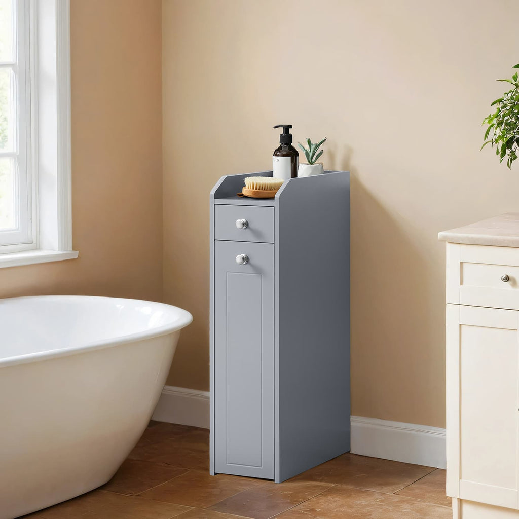 Bathroom cabinet - narrow cupboard for toilet paper, compact design