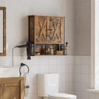 Bathroom cabinet - Wall cabinet - Storage cupboard - With 2 doors - Adjustable shelves - Brown