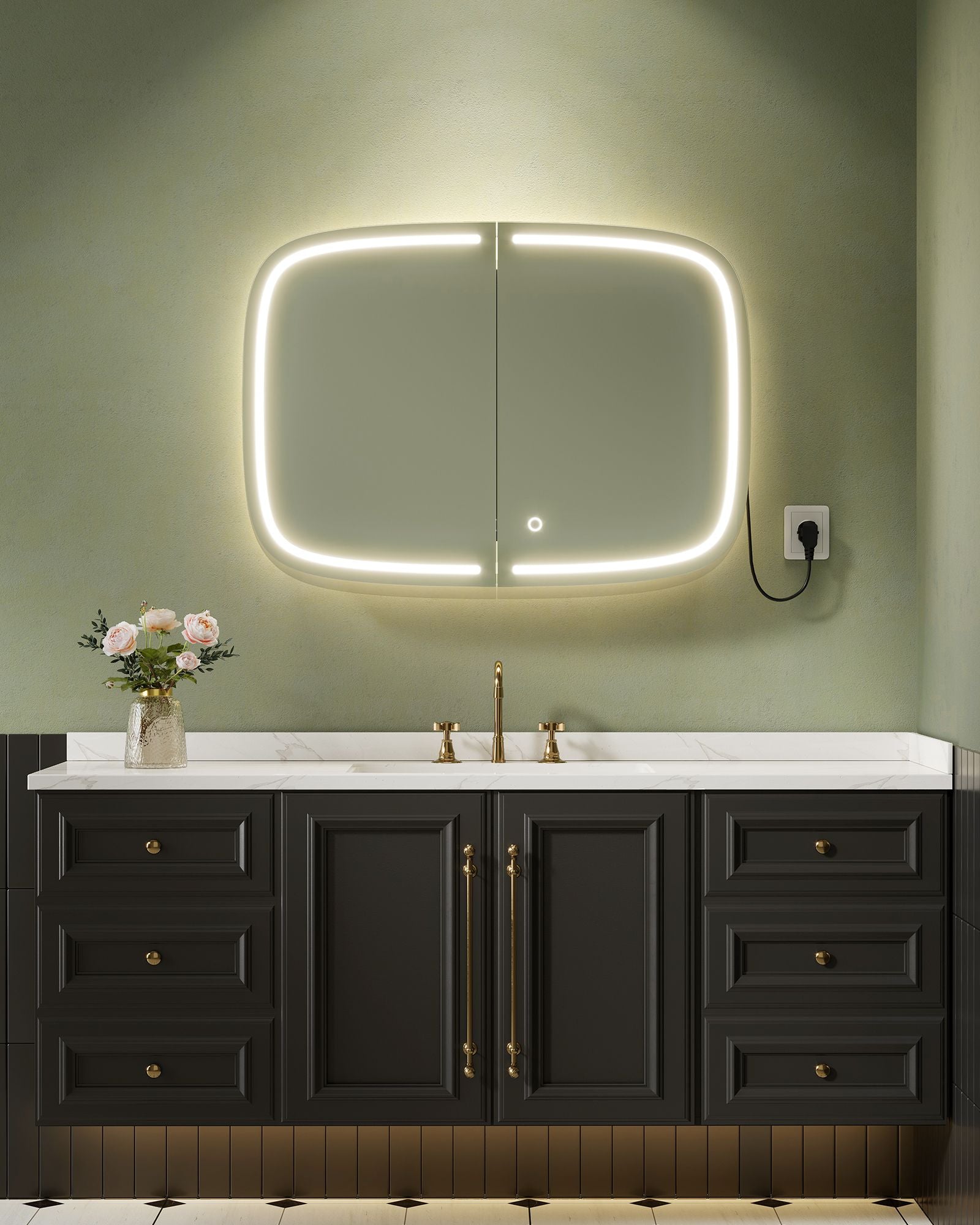 Mirror cabinet - with ink -black lighting