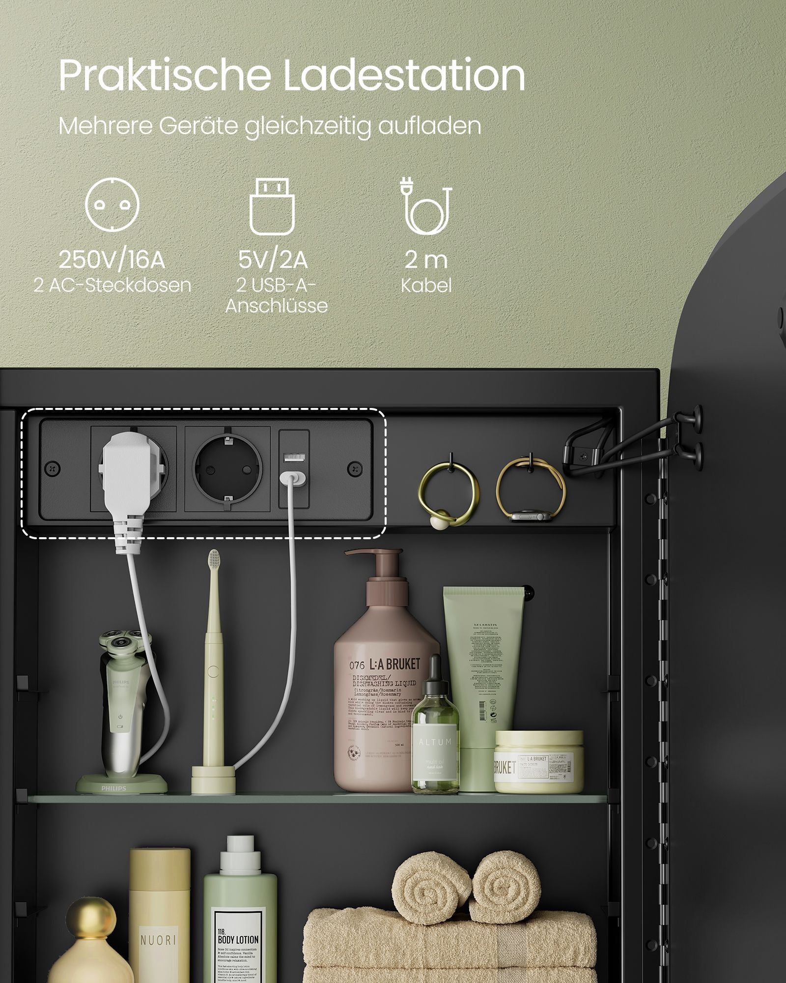 Mirror cabinet - with ink -black lighting