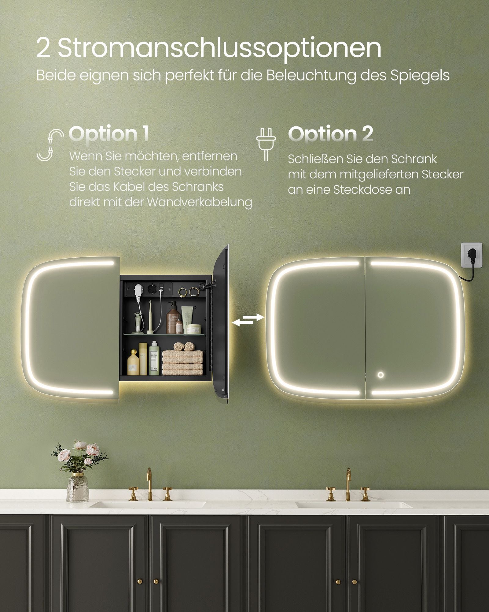 Mirror cabinet - with ink -black lighting