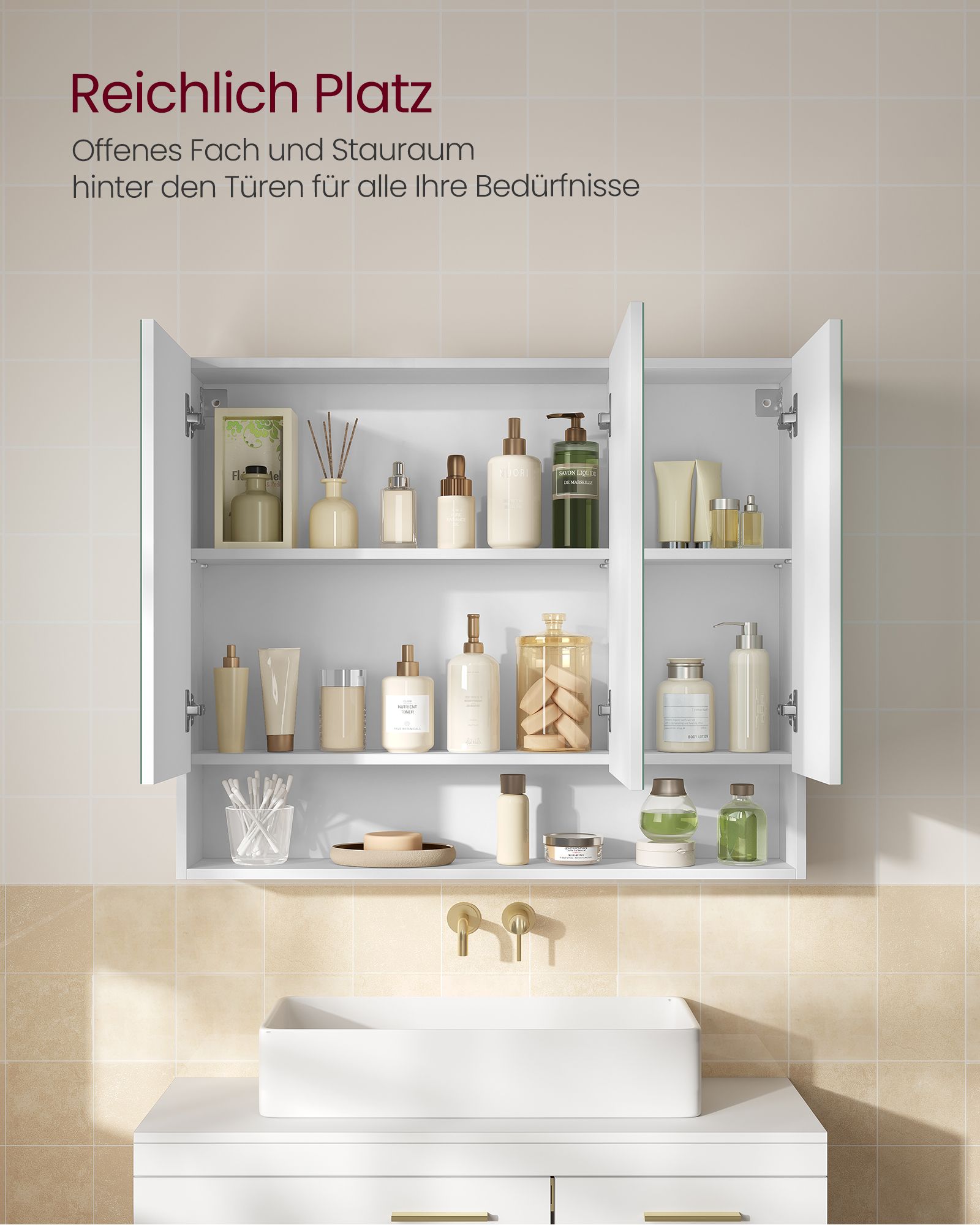 Bathroom Furniture - With 3 doors - 16.5 × 90 × 75 cm - Wolkwit