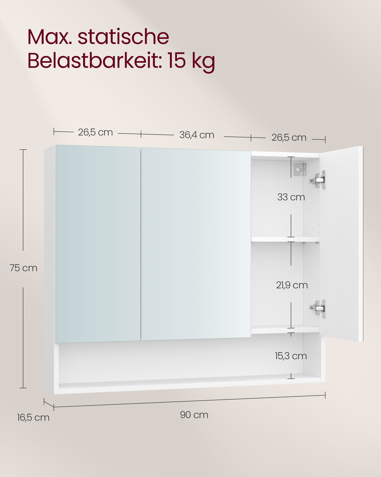 Bathroom Furniture - With 3 doors - 16.5 × 90 × 75 cm - Wolkwit