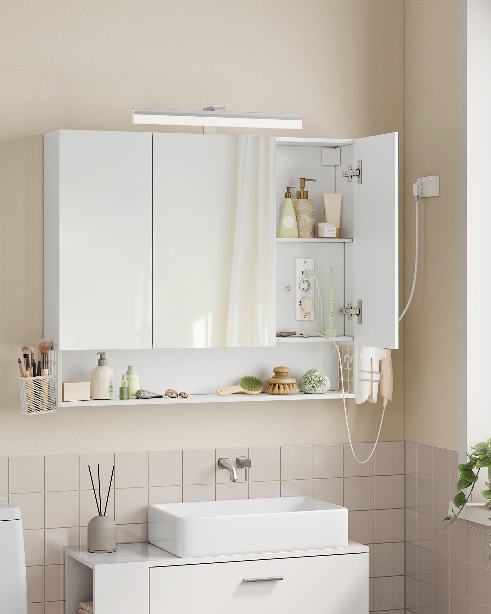 Bathroom furniture with 3 doors - 16.5 x 90 x 75 cm - Cloudy White