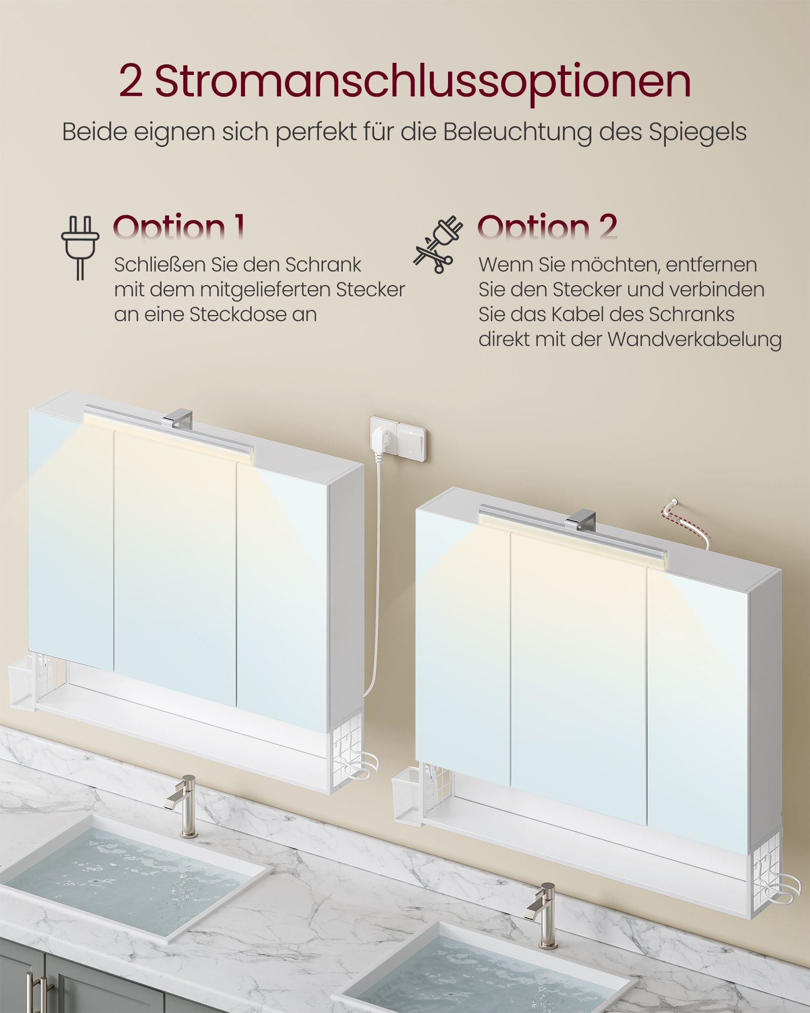 Bathroom furniture with 3 doors - 16.5 x 90 x 75 cm - Cloudy White
