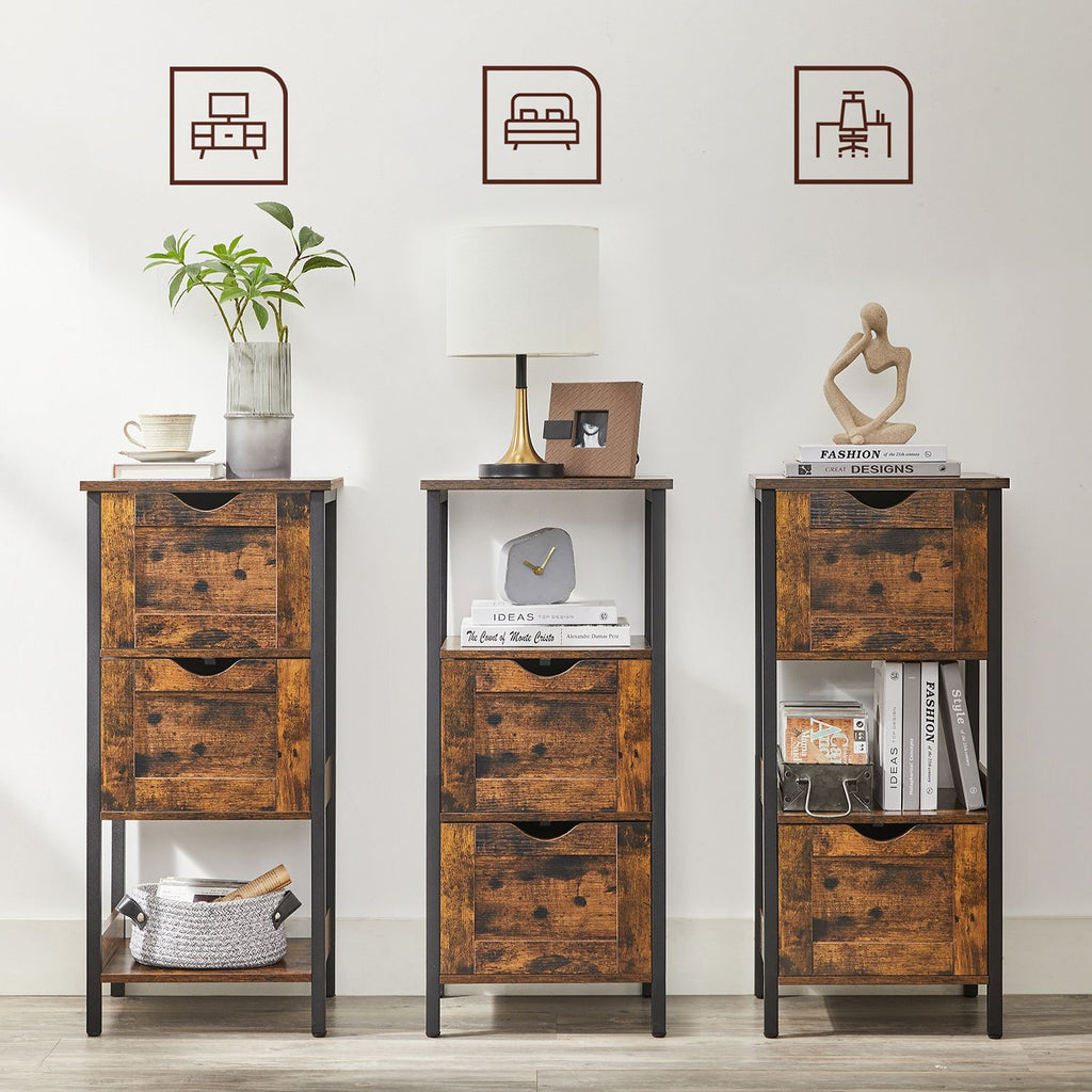 Bathroom cabinet - With 2 drawers - Storage cabinet - Vintage Brown / Black