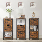 Bathroom cabinet - With 2 drawers - Storage cabinet - Vintage Brown / Black