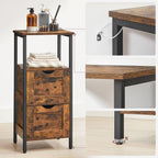 Bathroom cabinet - With 2 drawers - Storage cabinet - Vintage Brown / Black