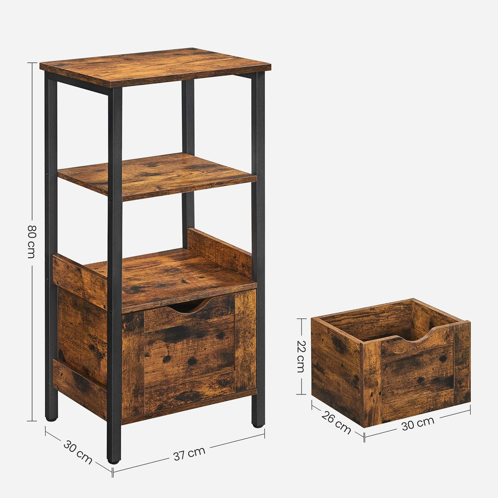 Bathroom cabinet - With 2 drawers - Storage cabinet - Vintage Brown / Black