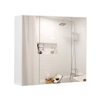Mirror cabinet - Bathroom cabinet - 2 shelves - With mirror - Suspended - White