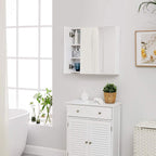 Mirror cabinet - Bathroom cabinet - 2 shelves - With mirror - Suspended - White
