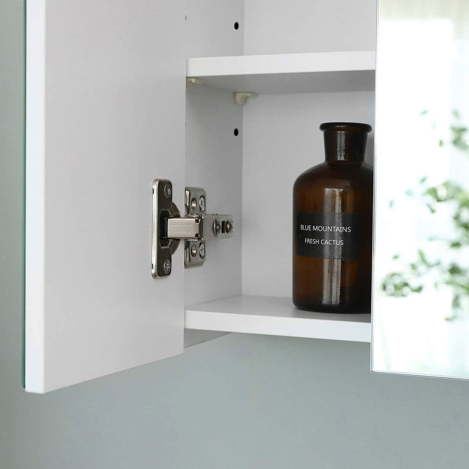 Mirror cabinet - Bathroom cabinet - 2 shelves - With mirror - Suspended - White