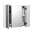Mirror cabinet - Bathroom cabinet - 2 shelves - With mirror - Suspended - White