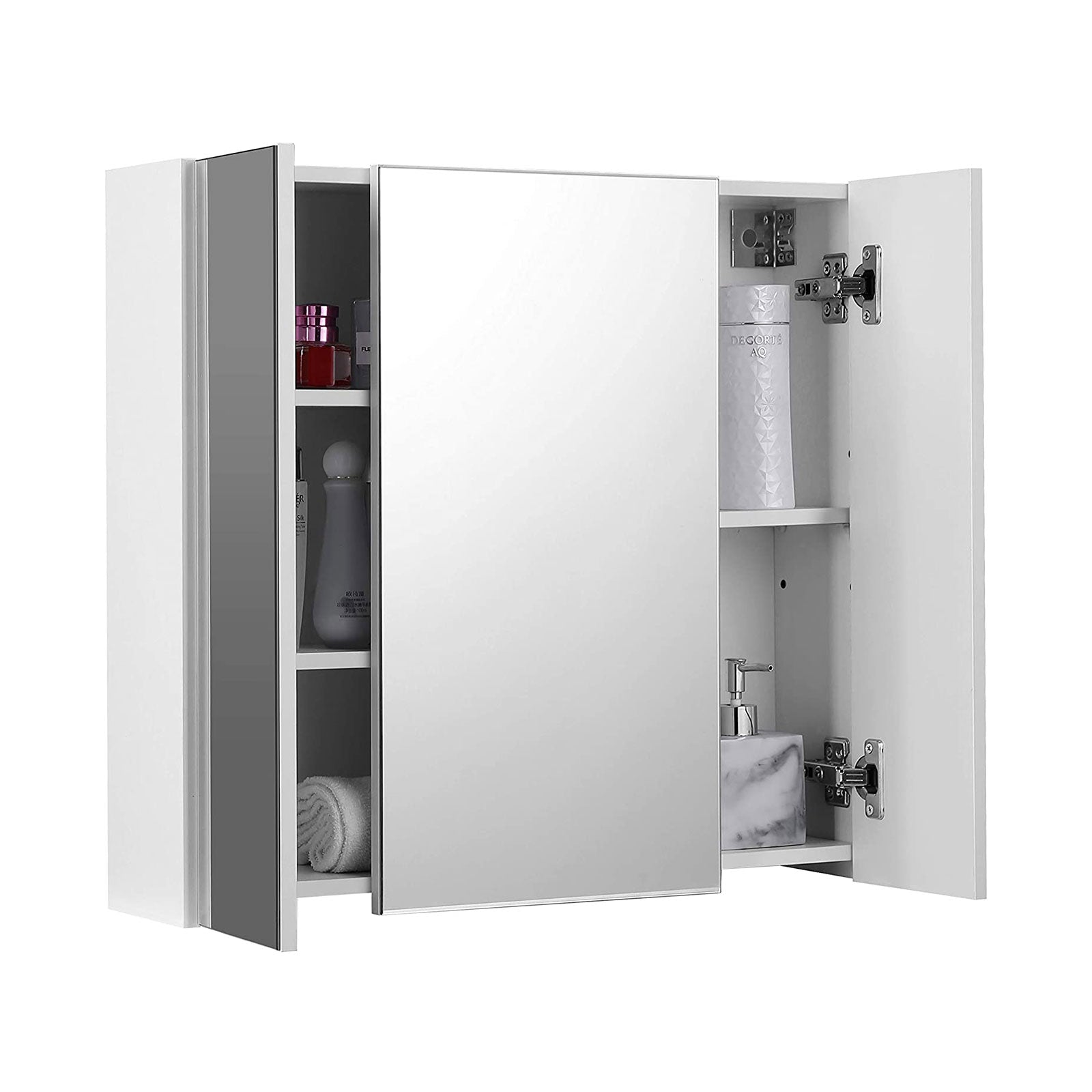 Mirror cabinet - Bathroom cabinet - 2 shelves - With mirror - Suspended - White