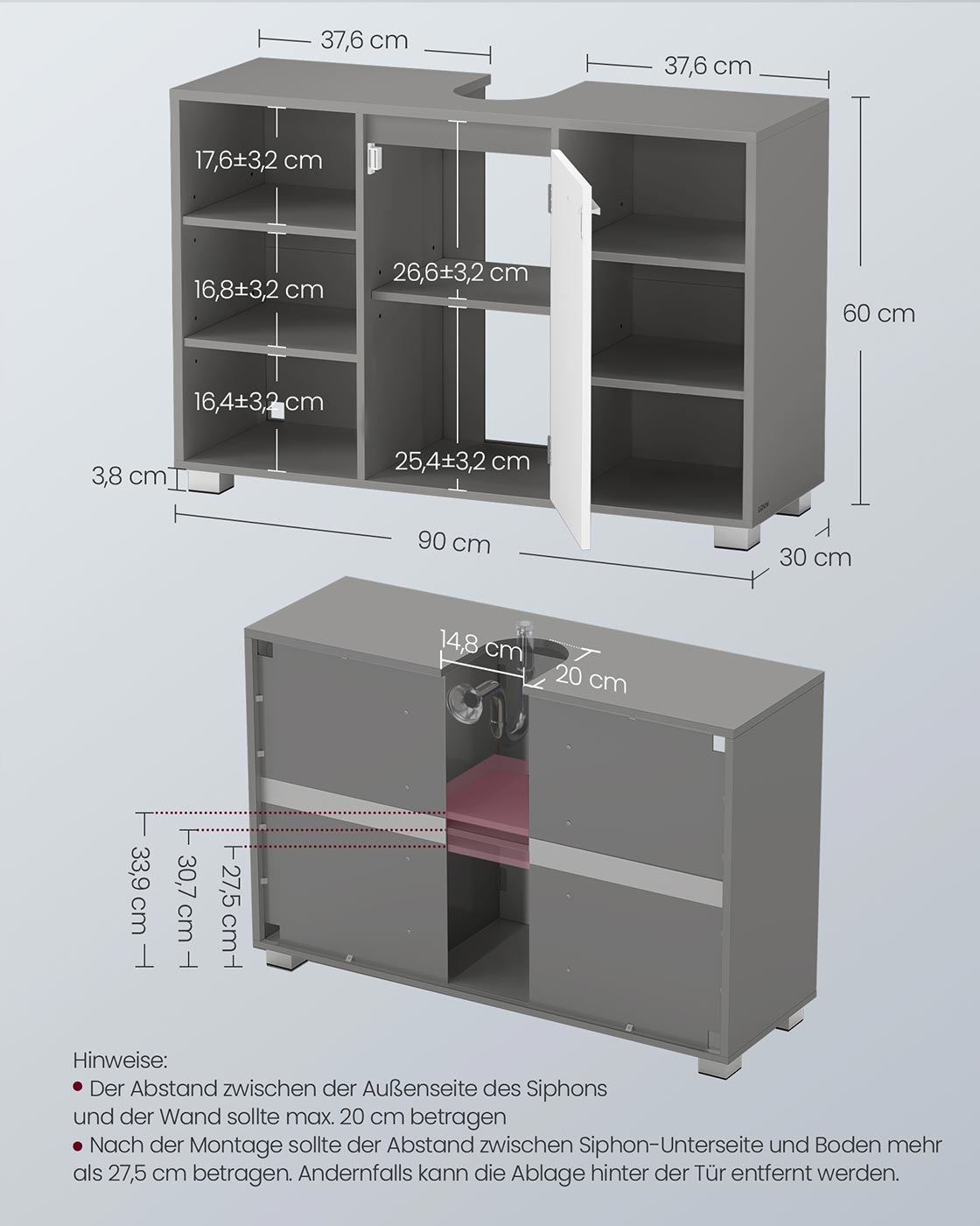 Bathroom furniture - Adjustable shelves