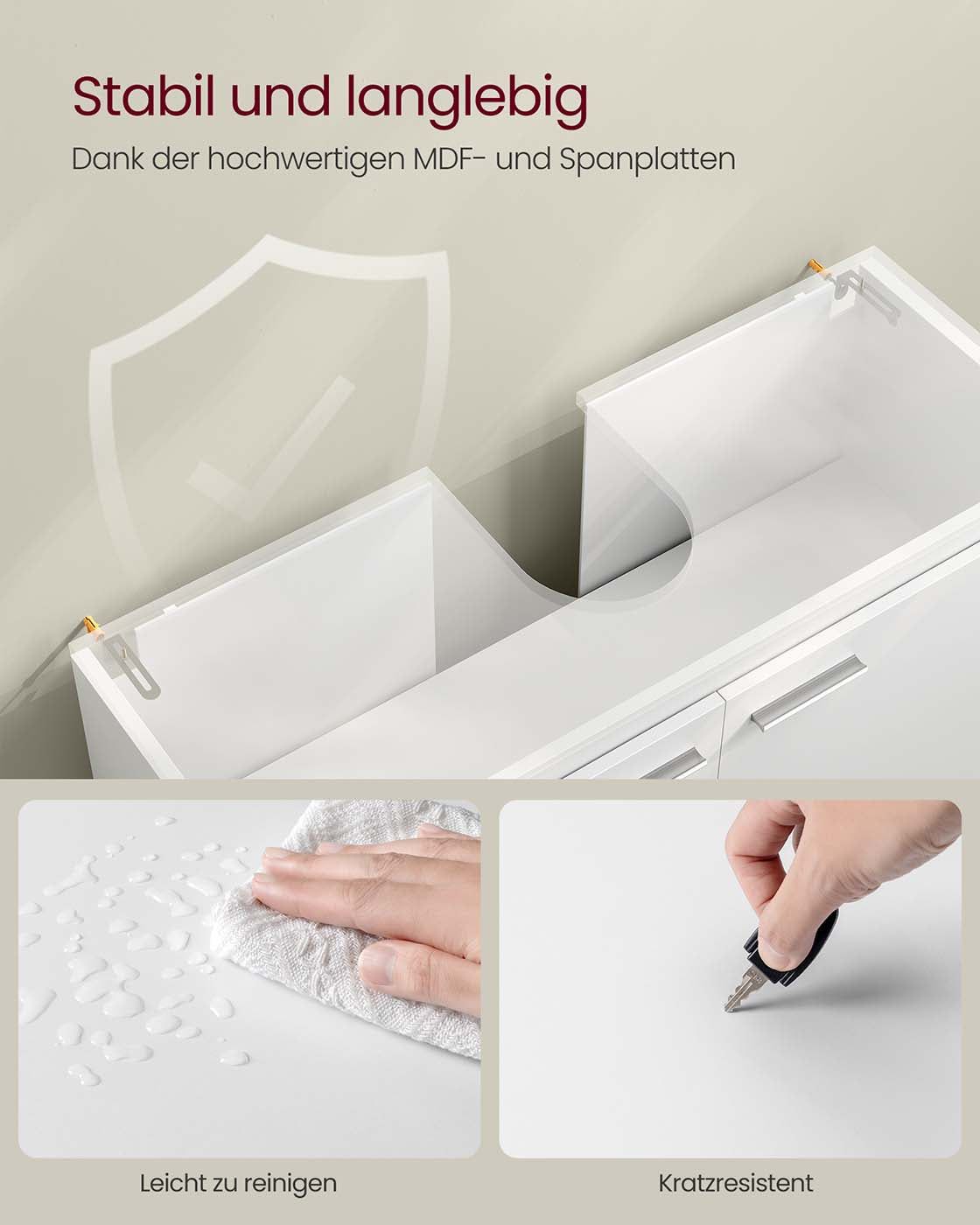 Washbasin furniture with doors and compartments