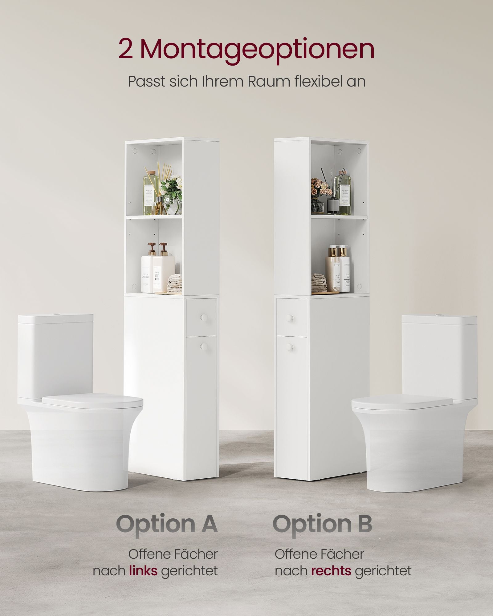 Bathroom cabinet - high and narrow - classic white