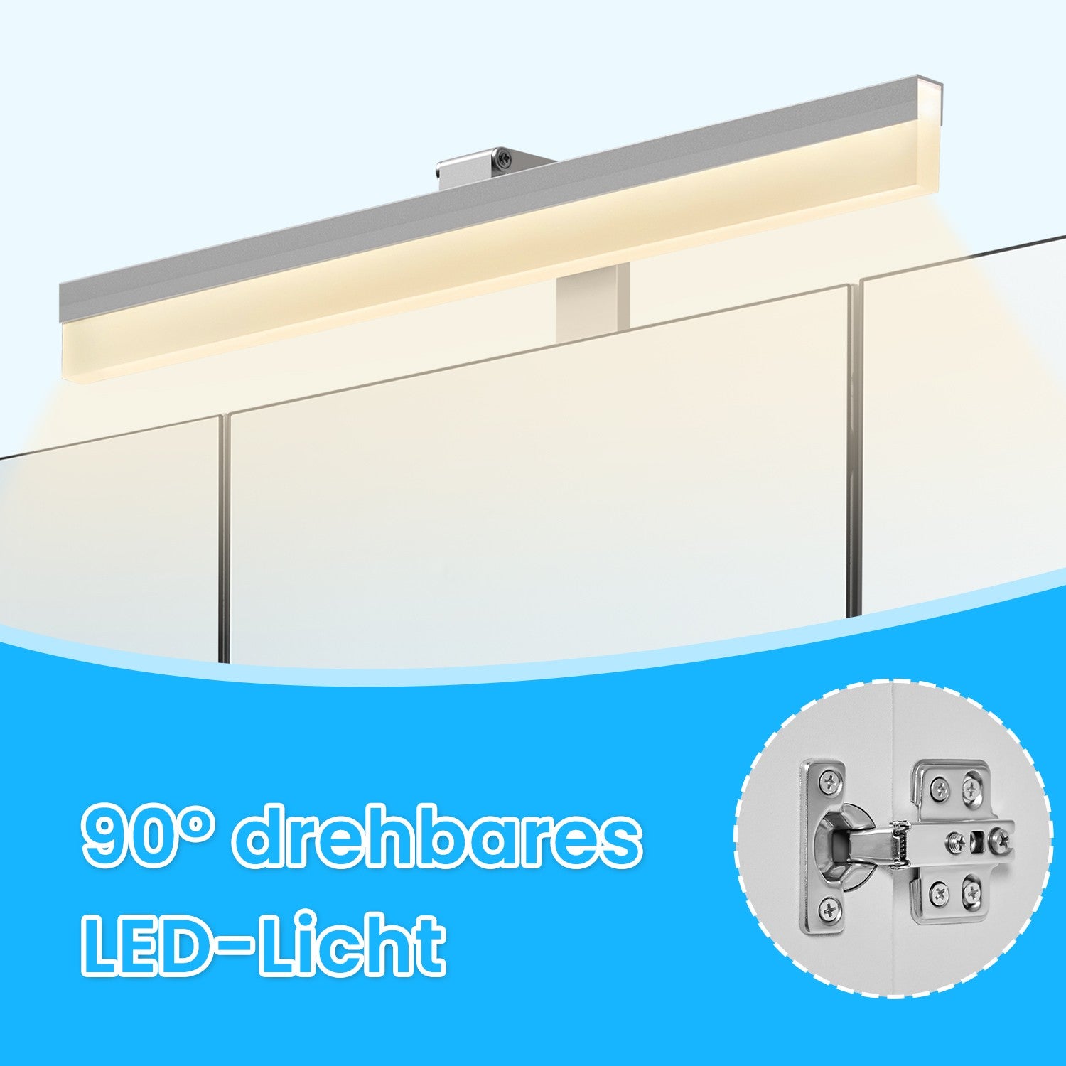 Bathroom furniture with LED lighting, sockets, hanging basket