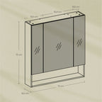 Bathroom cabinet with 3 doors, bathroom cabinet, mirror cabinet