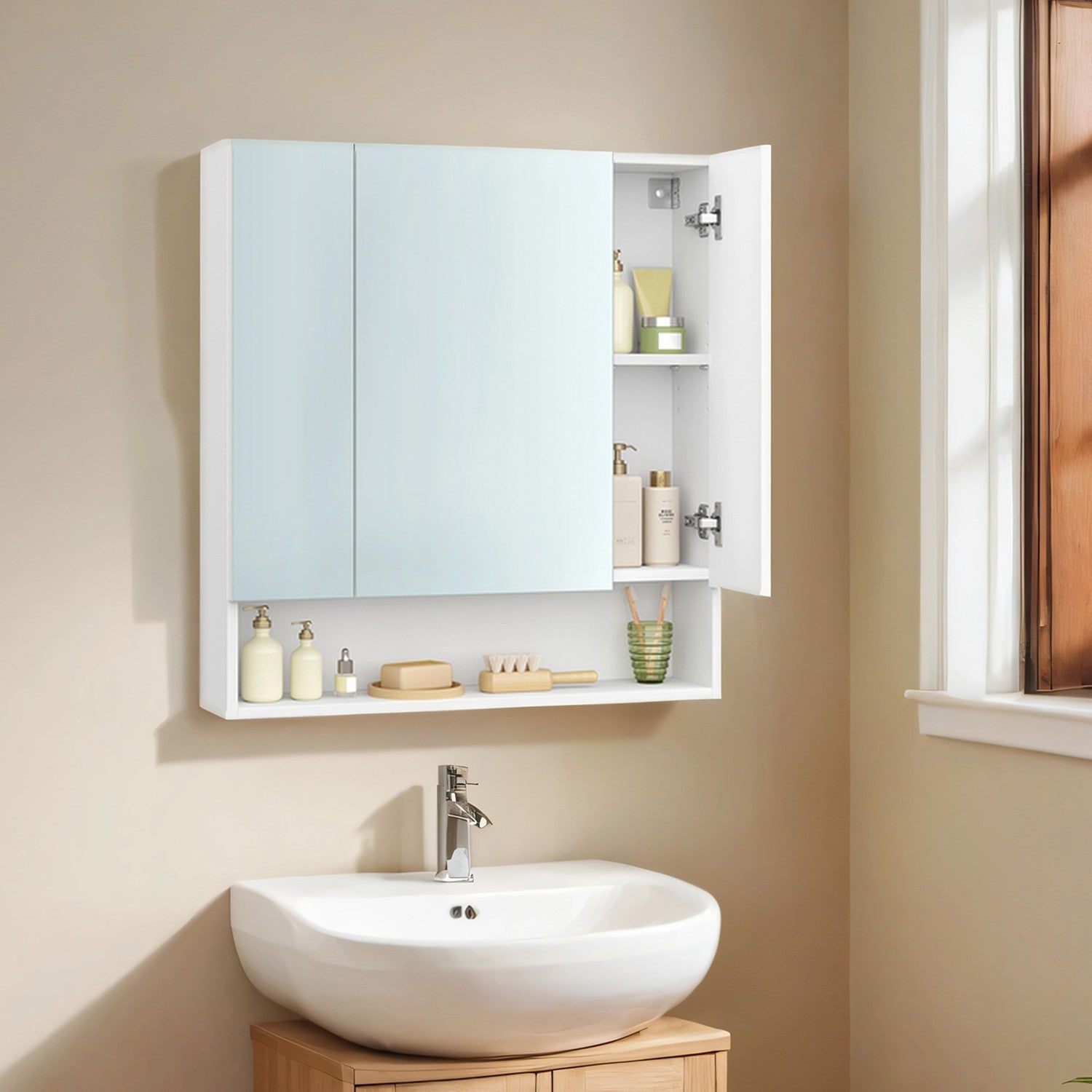 Bathroom cabinet with 3 doors, bathroom cabinet, mirror cabinet