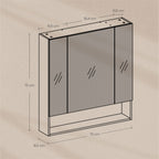 Bathroom cabinet with 3 doors, bathroom cabinet, mirror cabinet