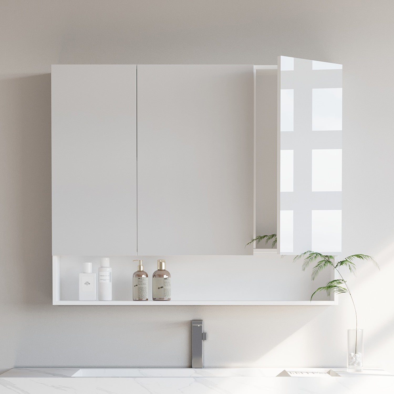 Bathroom cabinet with 3 doors, bathroom cabinet, mirror cabinet