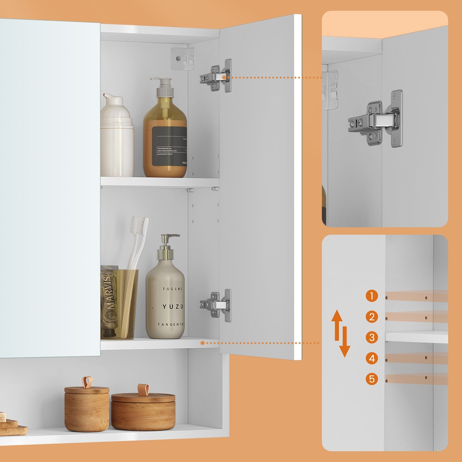 Bathroom cabinet with 3 doors, bathroom cabinet, mirror cabinet