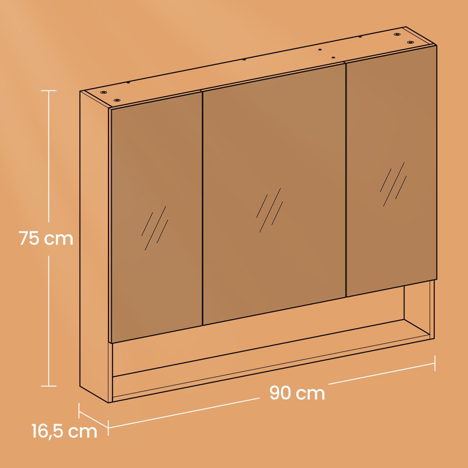 Bathroom cabinet with 3 doors, bathroom cabinet, mirror cabinet