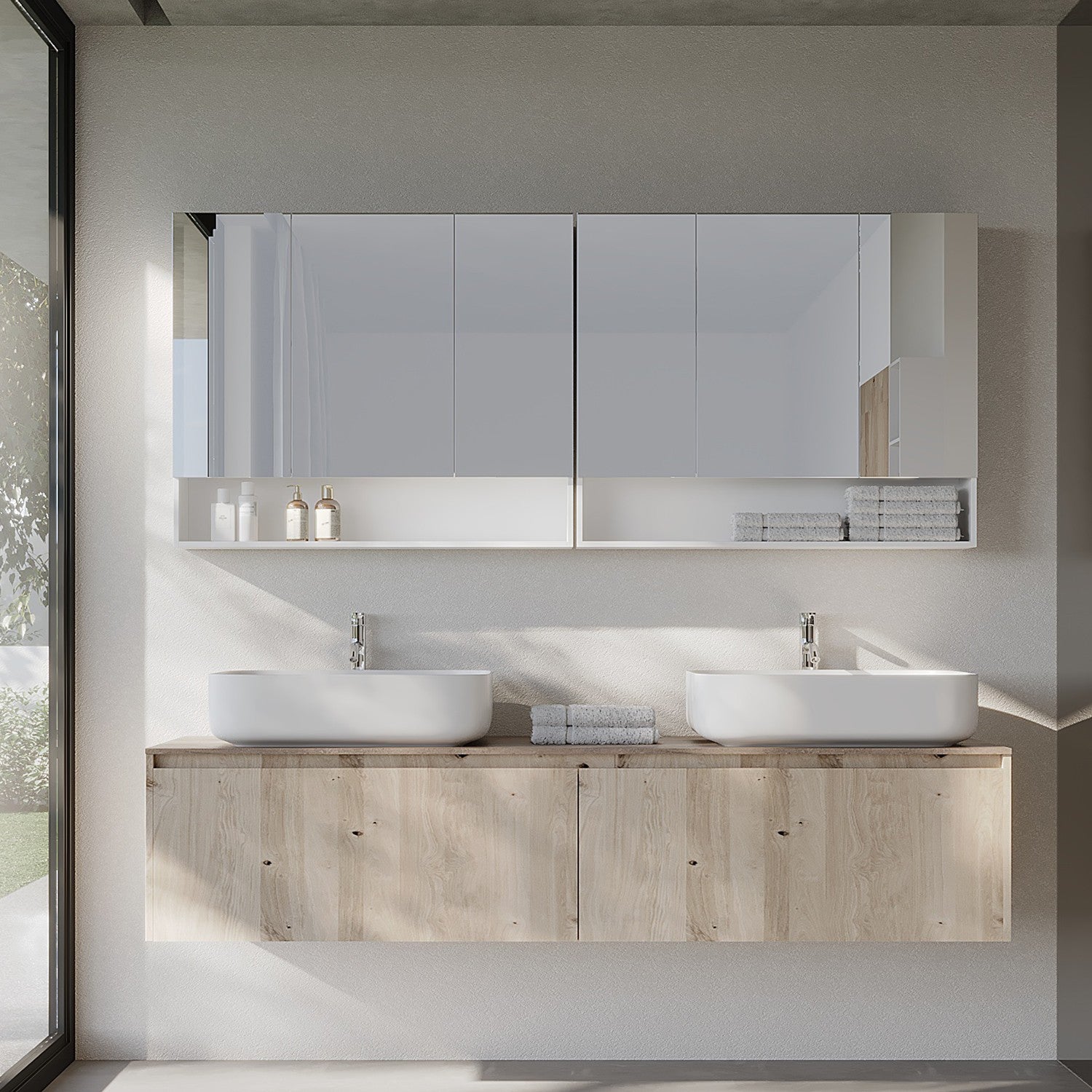 Bathroom cabinet with 3 doors, bathroom cabinet, mirror cabinet