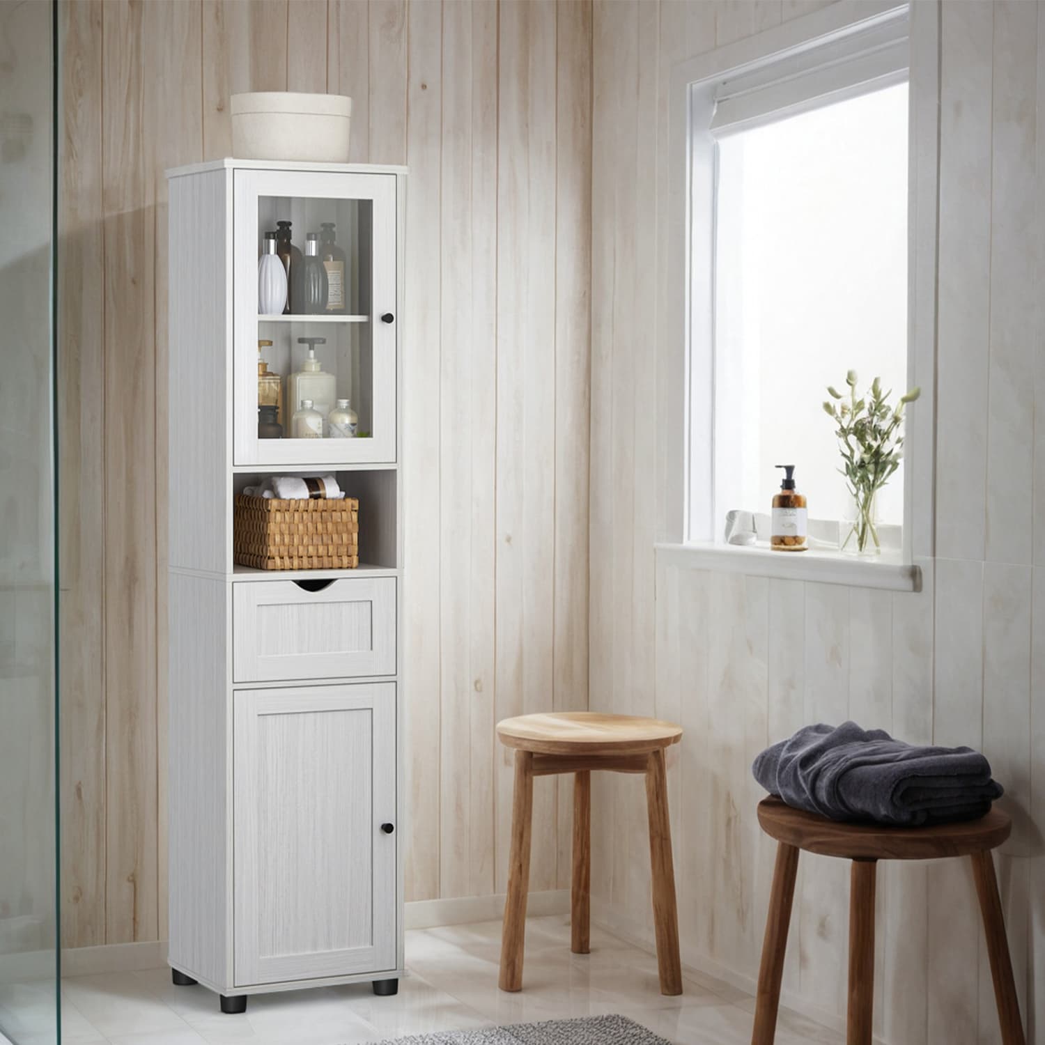 Bathroom cabinet, bathroom cabinet, high cupboard
