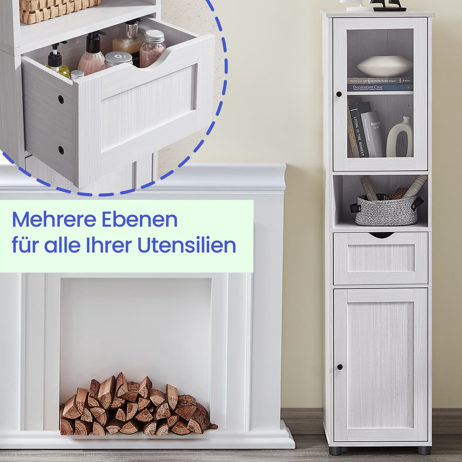 Bathroom cabinet, bathroom cabinet, high cupboard