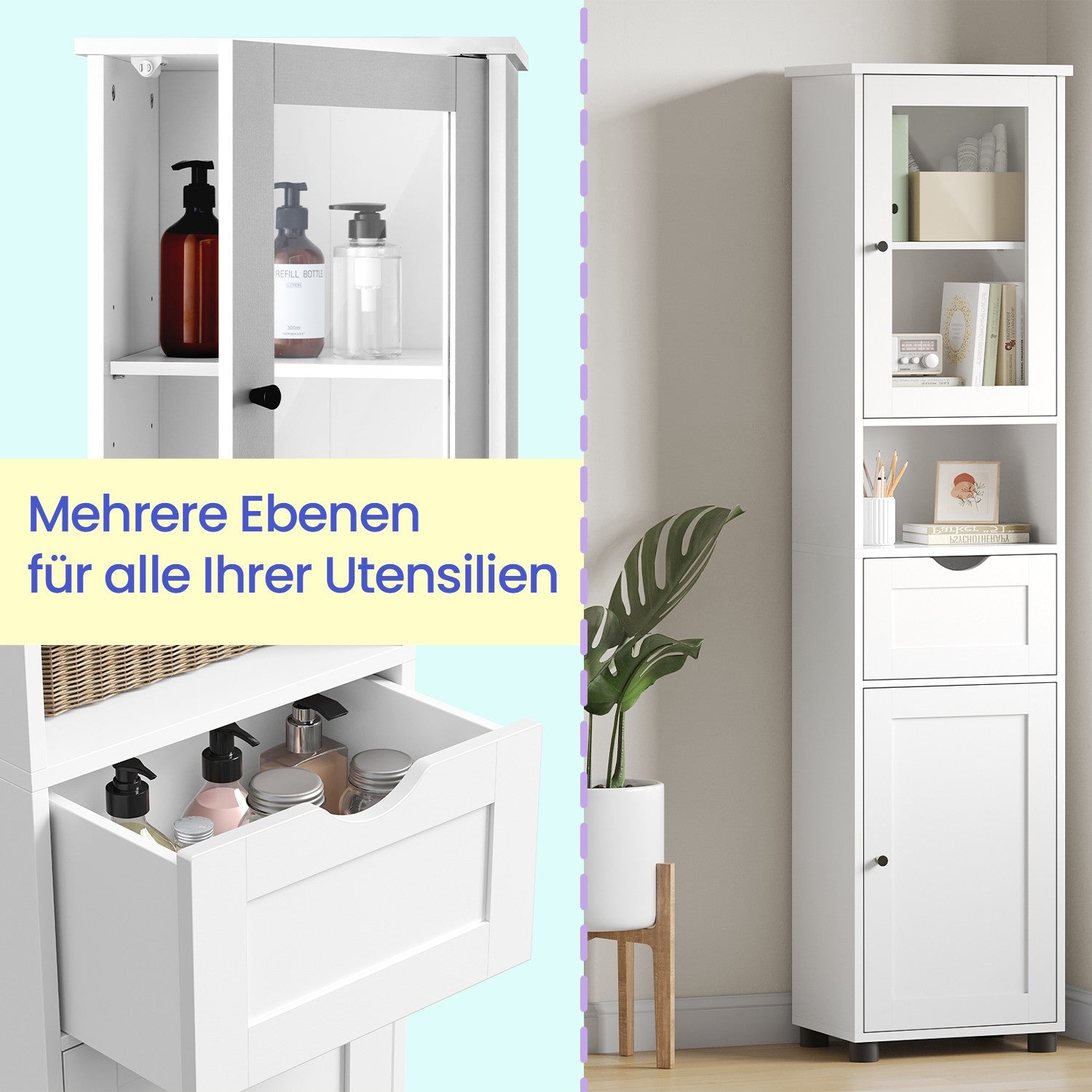 Bathroom cabinet, bathroom cabinet, high cupboard