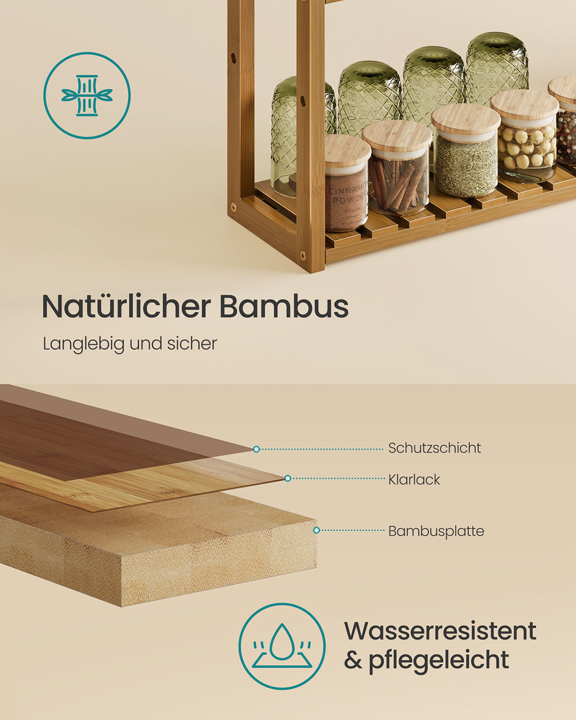 Bath rack with 3 adjustable shelves - 15x60x54 cm - coffee brown