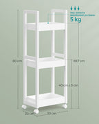 Bathroom shelf - with 3 levels - narrow - space -saving - white