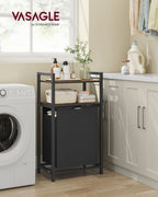 Laundry basket with 2 shelves 65 liters of vintage brown-black