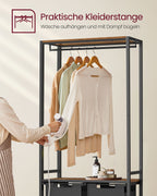 Laundry basket-with coat rack-2 compartments-vintage brown-classic black