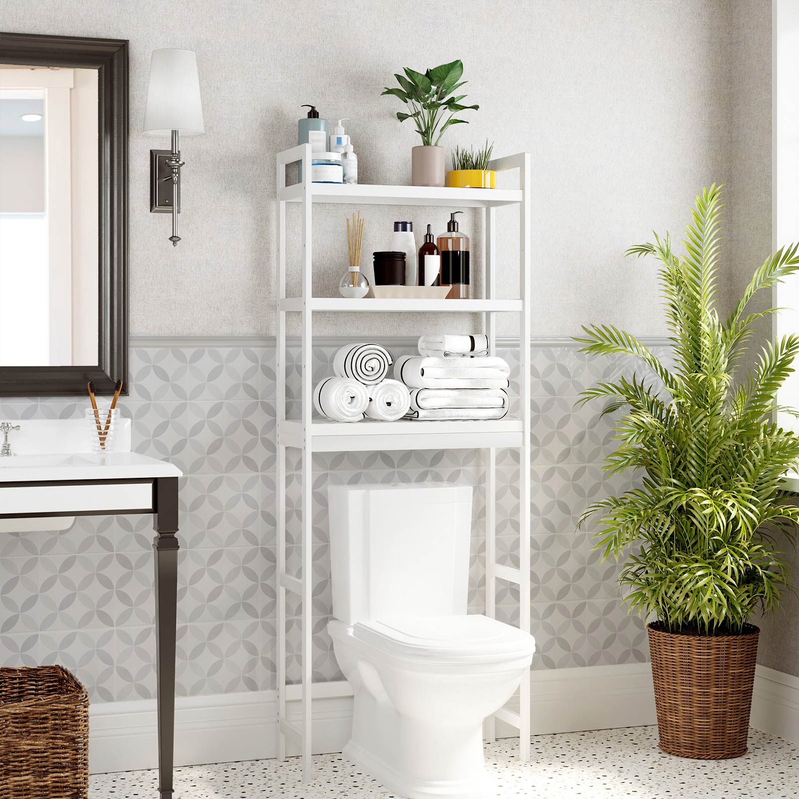 Toilet cupboard - Storage cupboard for bathroom - Upstairs the toilet - White