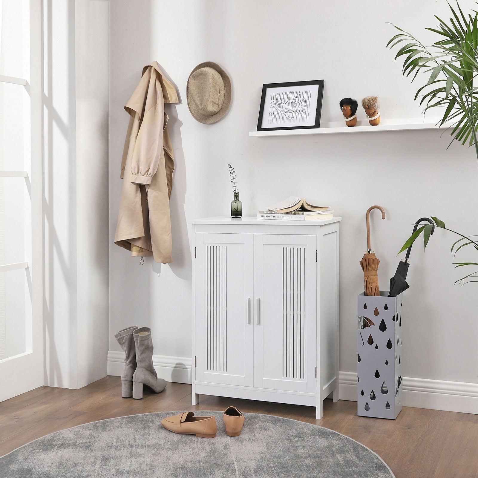 Bathroom furniture - Storage cupboard - 2 doors - 2 adjustable shelves - White